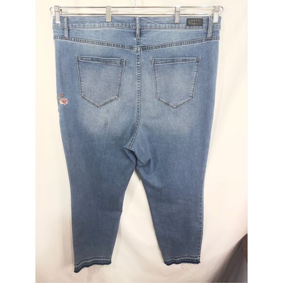 Nicole Miller Plus Size 20 High Rise Skinny Jeans Floral Embroidered Raw Hem 677 - Picture 2 of 11